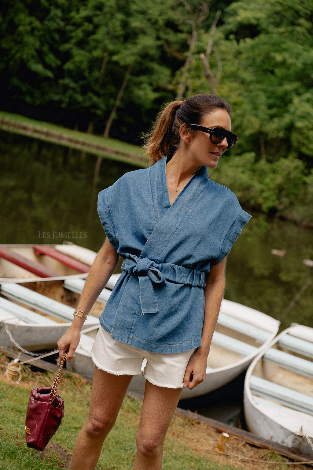 Margaux Jeans-Kimono Mittelblau