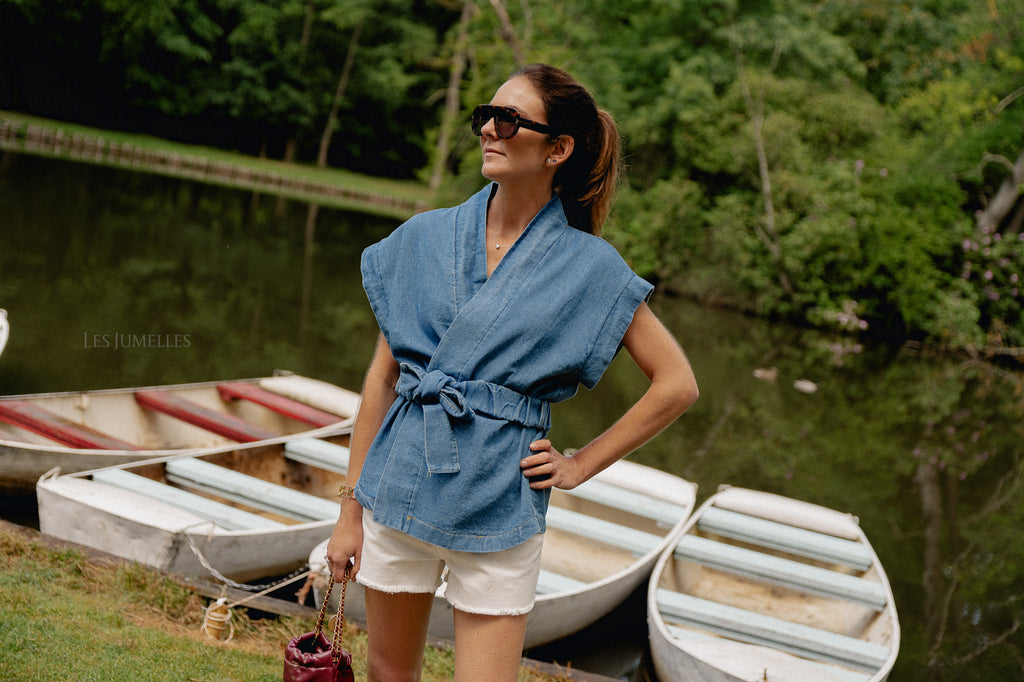 Margaux Jeans-Kimono Mittelblau