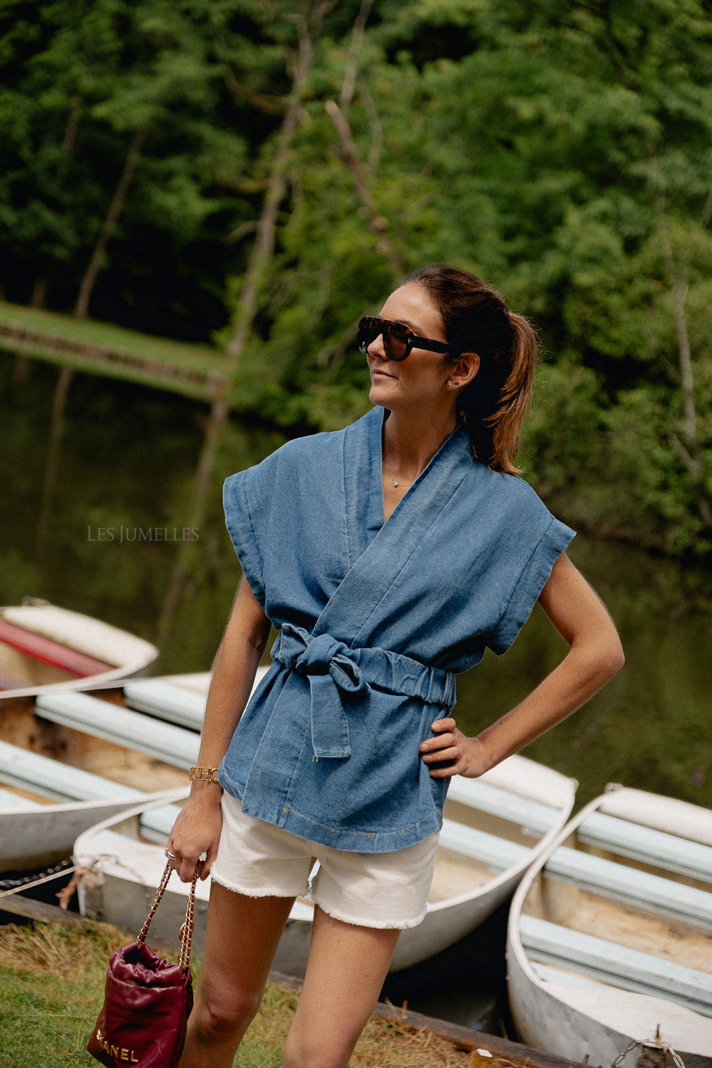 Margaux Jeans-Kimono Mittelblau