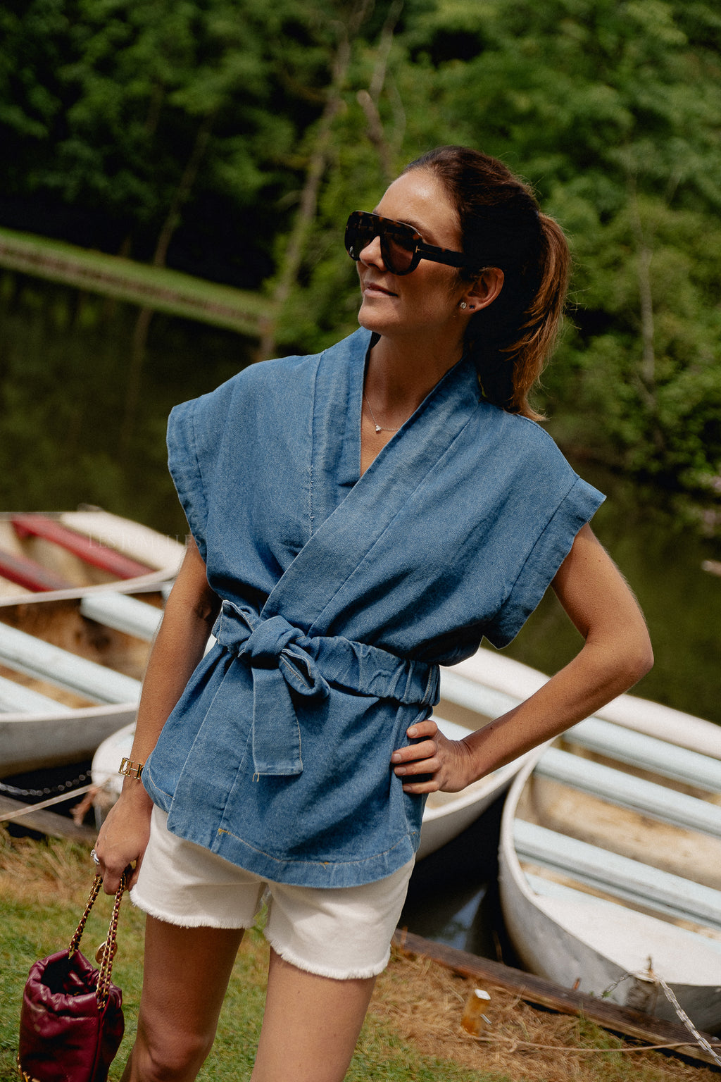 Margaux Jeans-Kimono Mittelblau