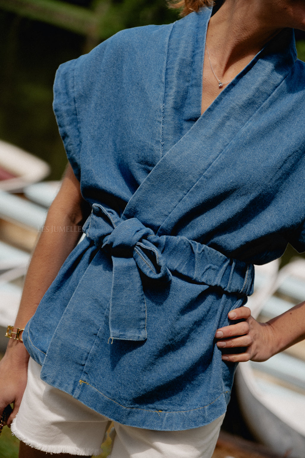 Margaux Jeans-Kimono Mittelblau