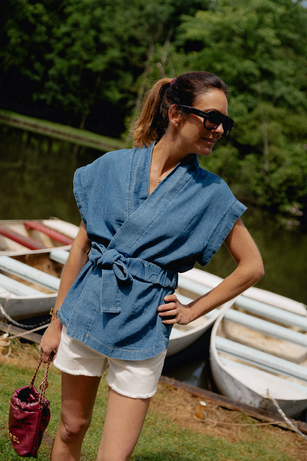 Margaux Jeans-Kimono Mittelblau