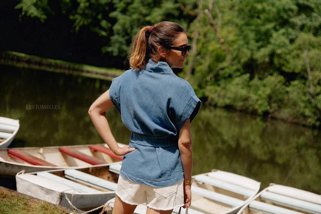 Margaux Jeans-Kimono Mittelblau
