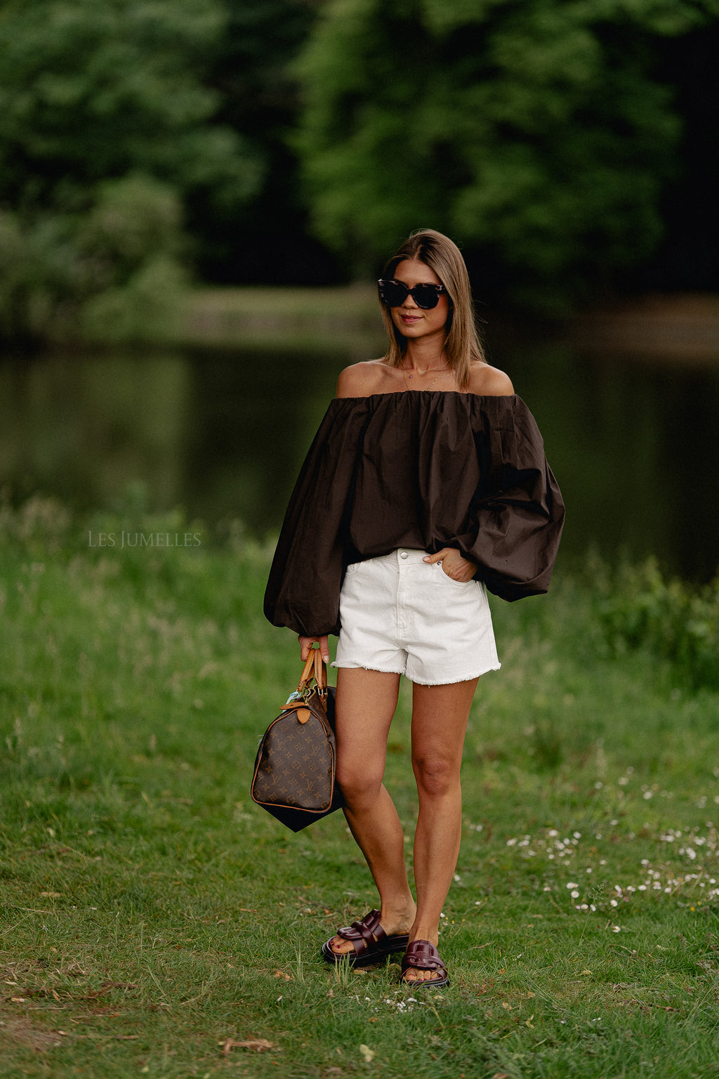 Fran off shoulder blouse hot chocolate