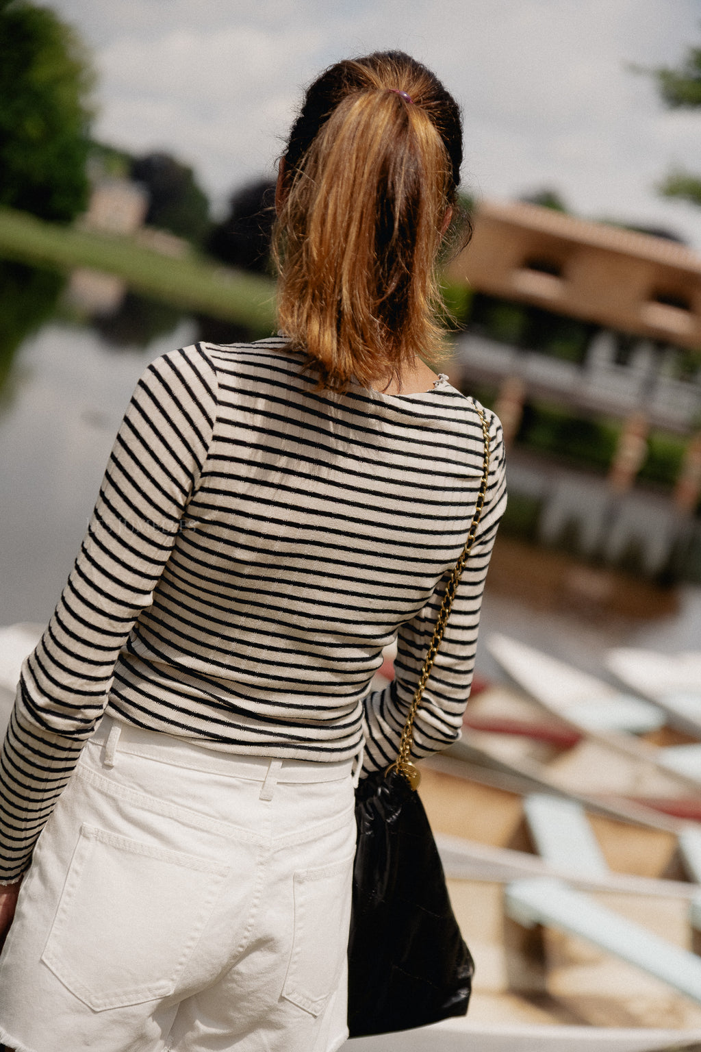 VIRika LS funnel neck top black/birch