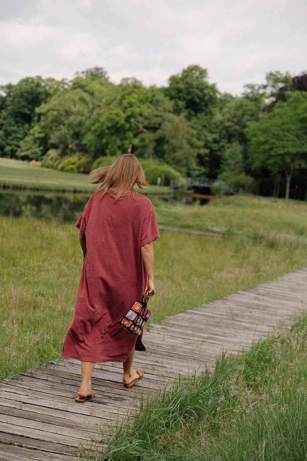 Dorothee T-Shirt-Kleid in Weinrot