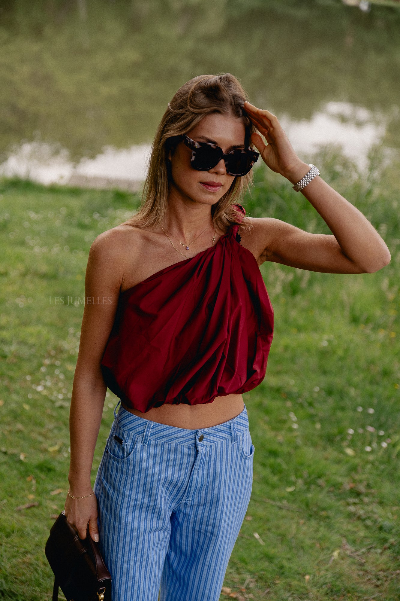 Fran one shoulder top burgundy