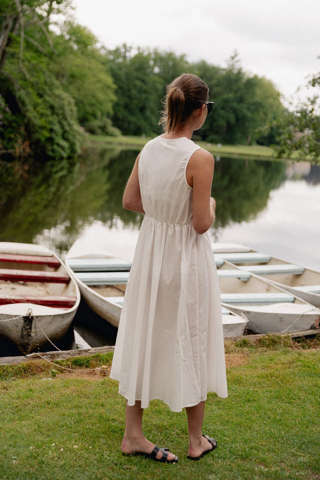 YASSascha Ärmelloses Maxikleid Sternweiß