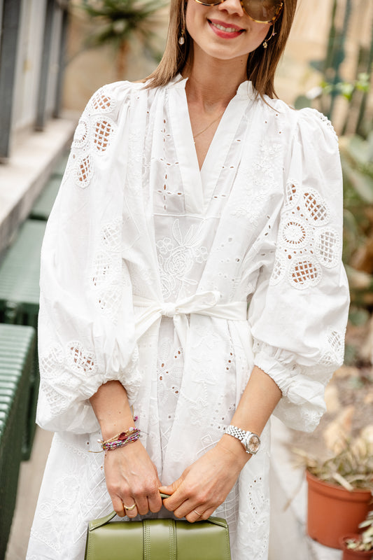 Les Jumelles Lianne embroidery dress off white