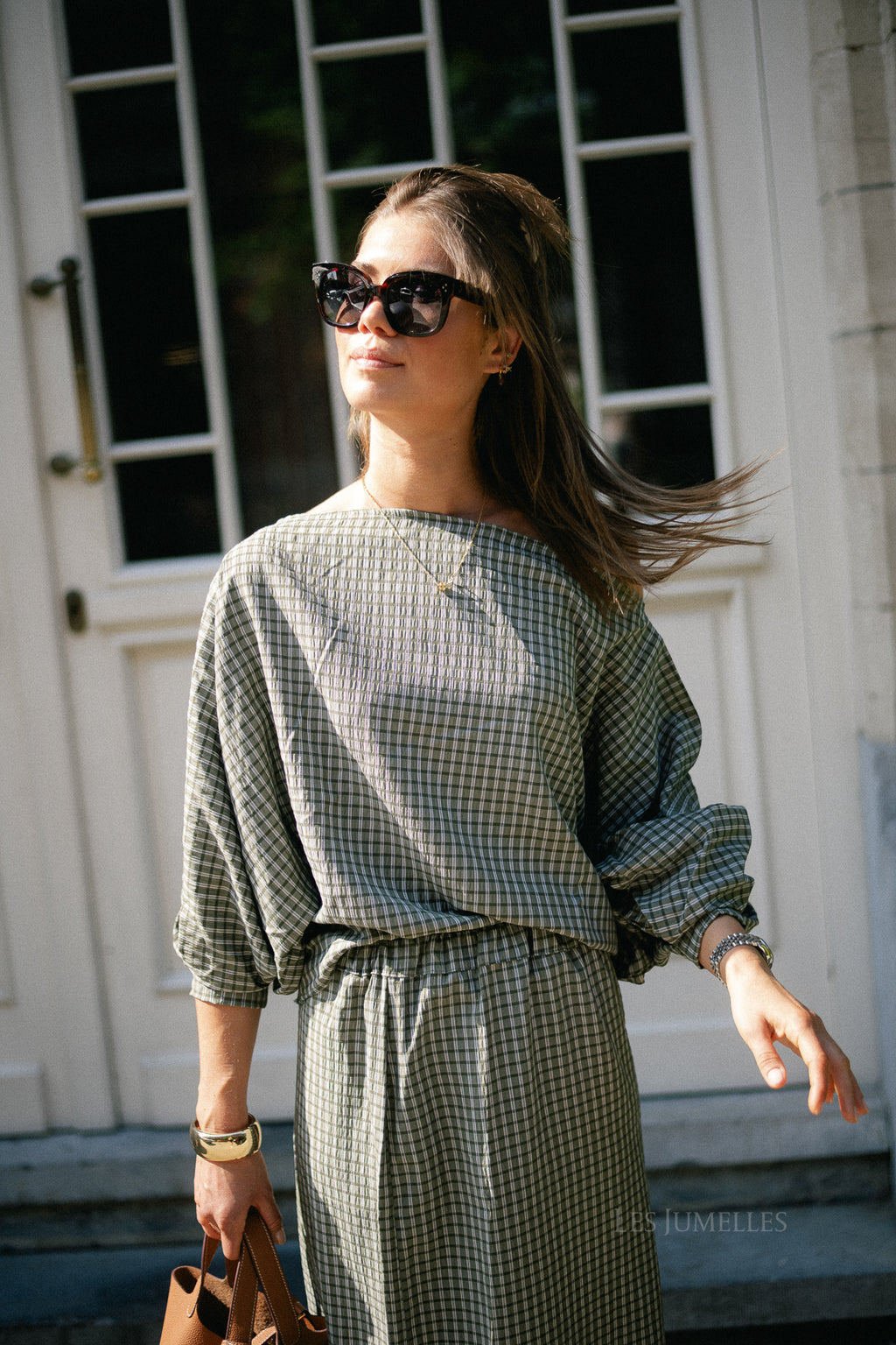 Cosette checkered blouse khaki
