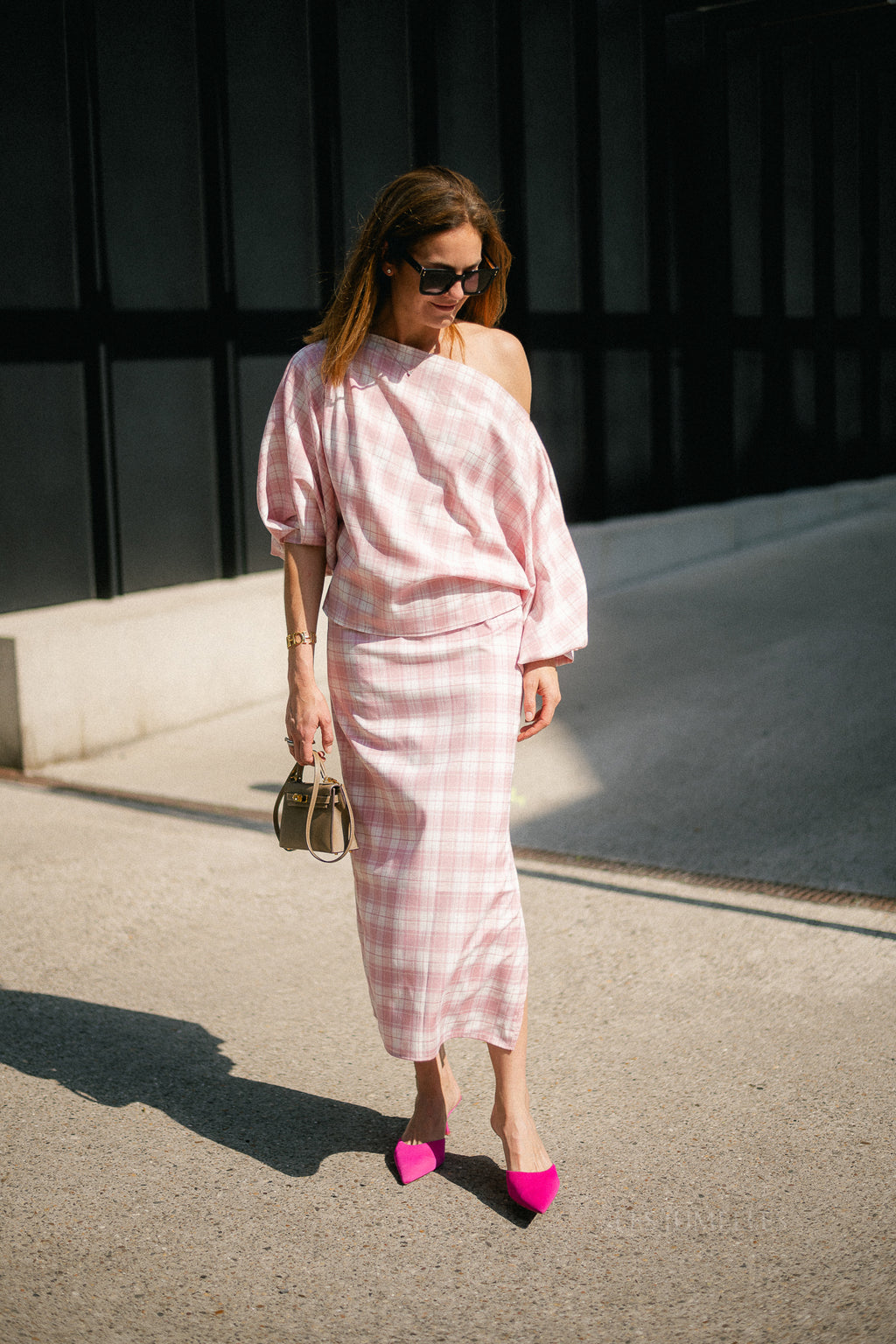 Cosette big checks skirt pink