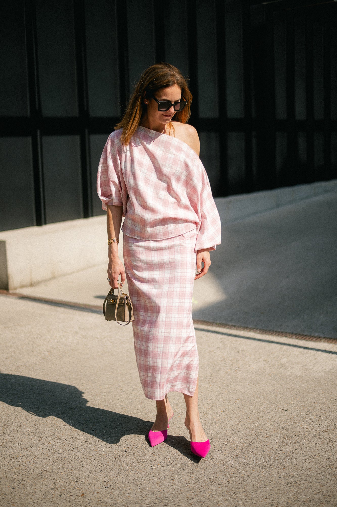 Cosette big checks skirt pink