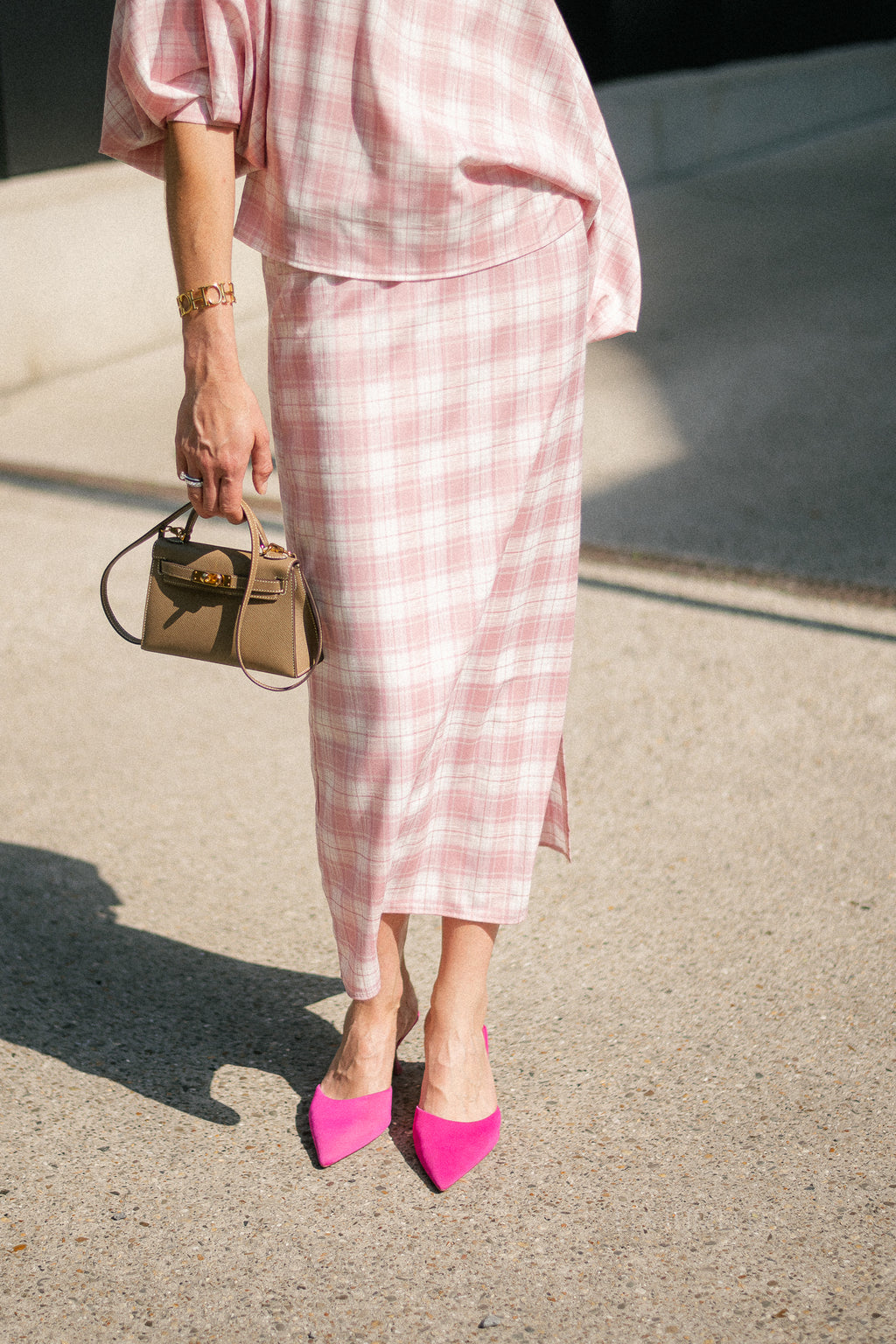 Cosette big checks skirt pink