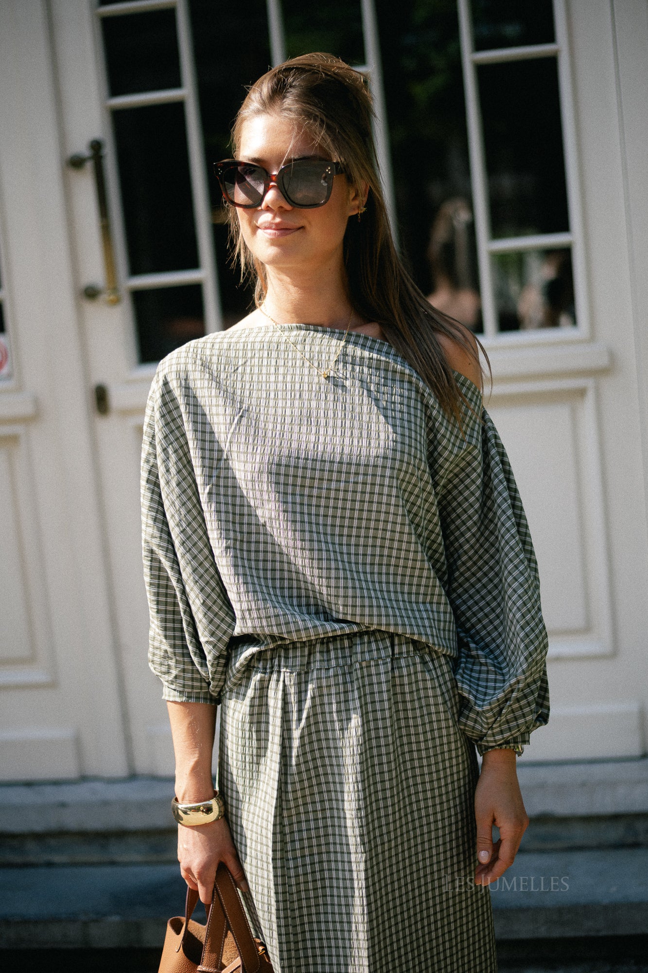 Cosette checkered blouse khaki