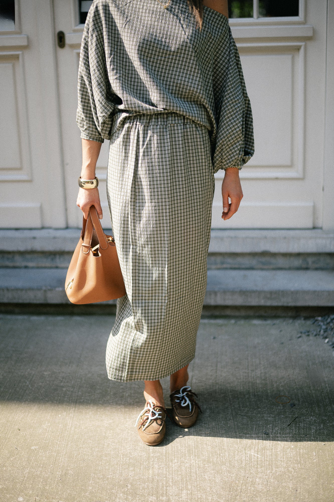 Cosette checkered skirt khaki