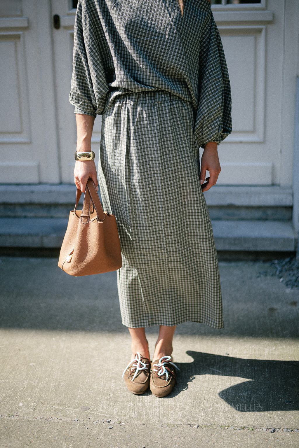 Cosette checkered skirt khaki