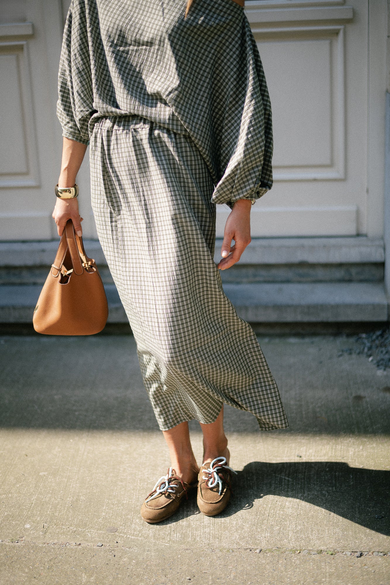 Cosette checkered skirt khaki