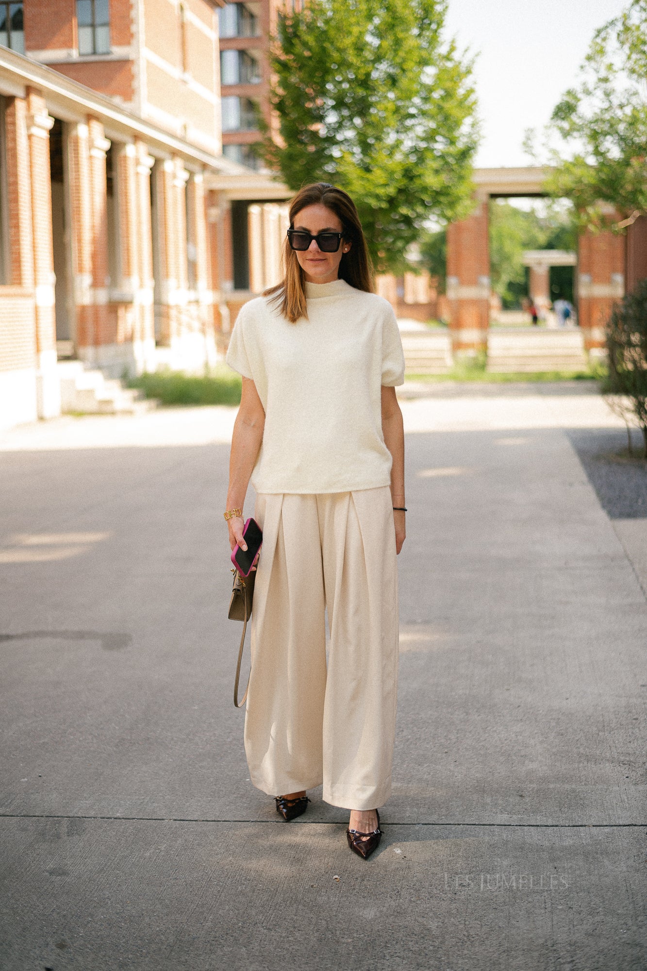 Elora wide-leg pants light beige