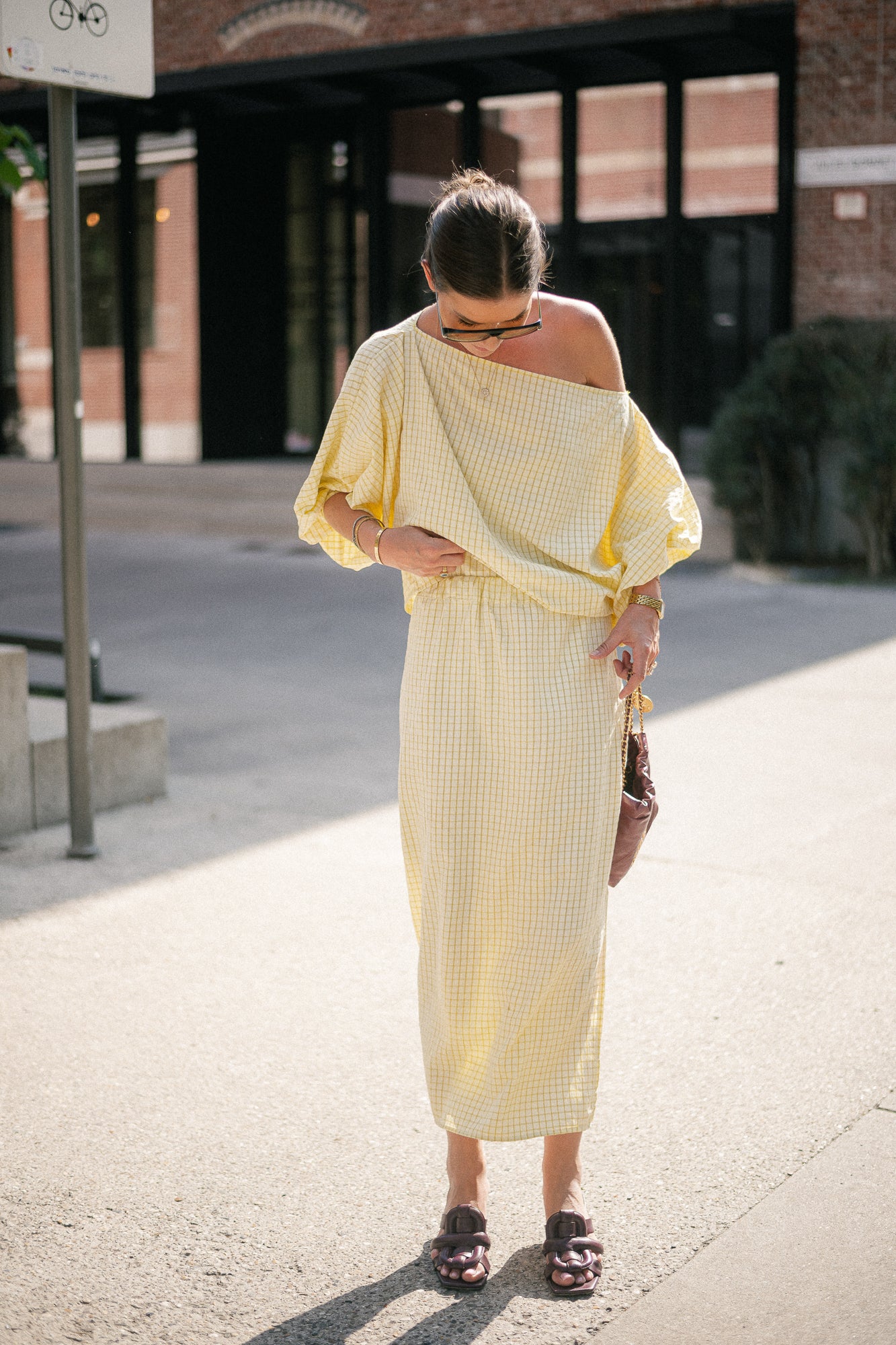 Cosette checkered skirt yellow