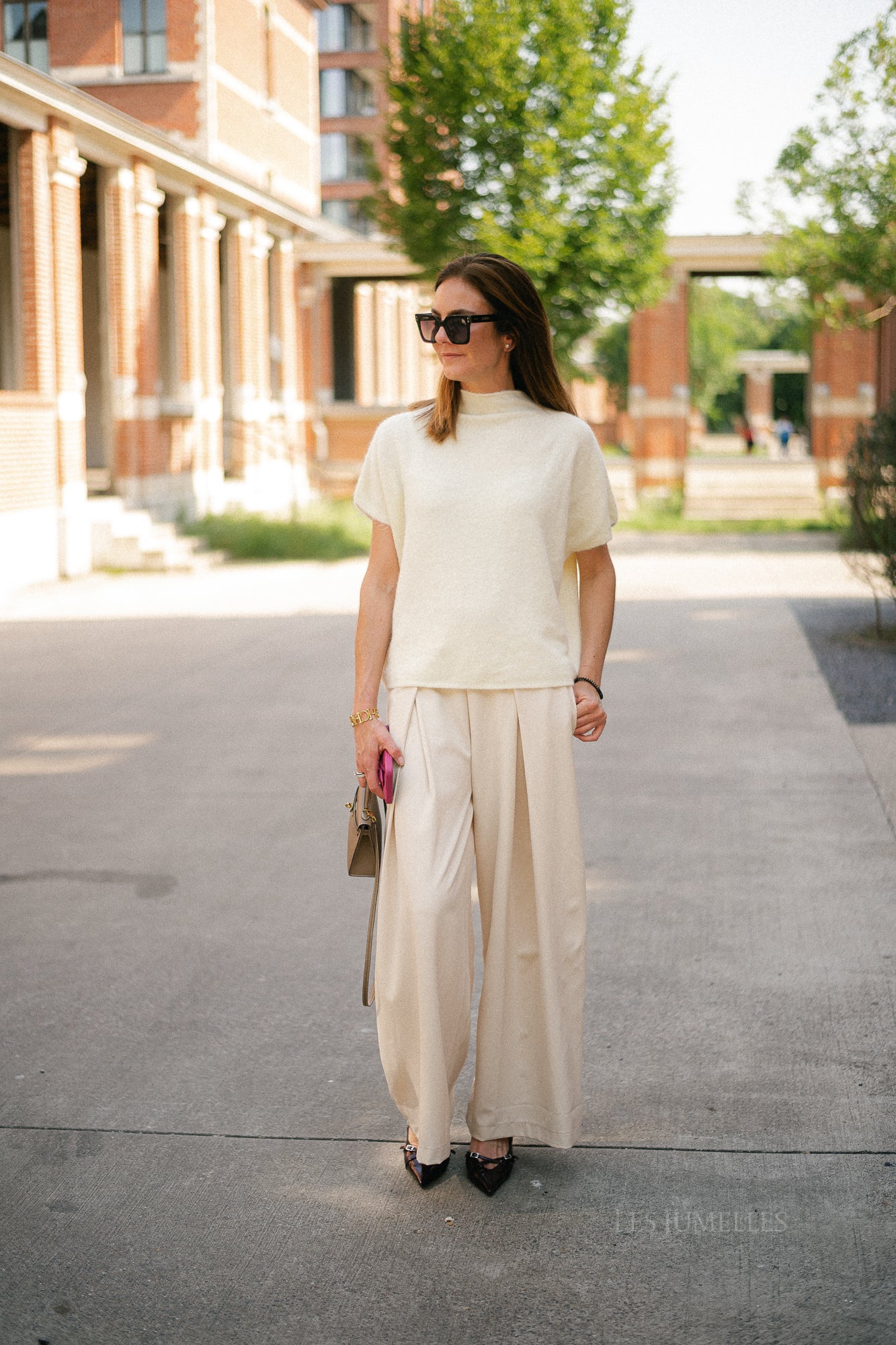 Elora wide-leg pants light beige