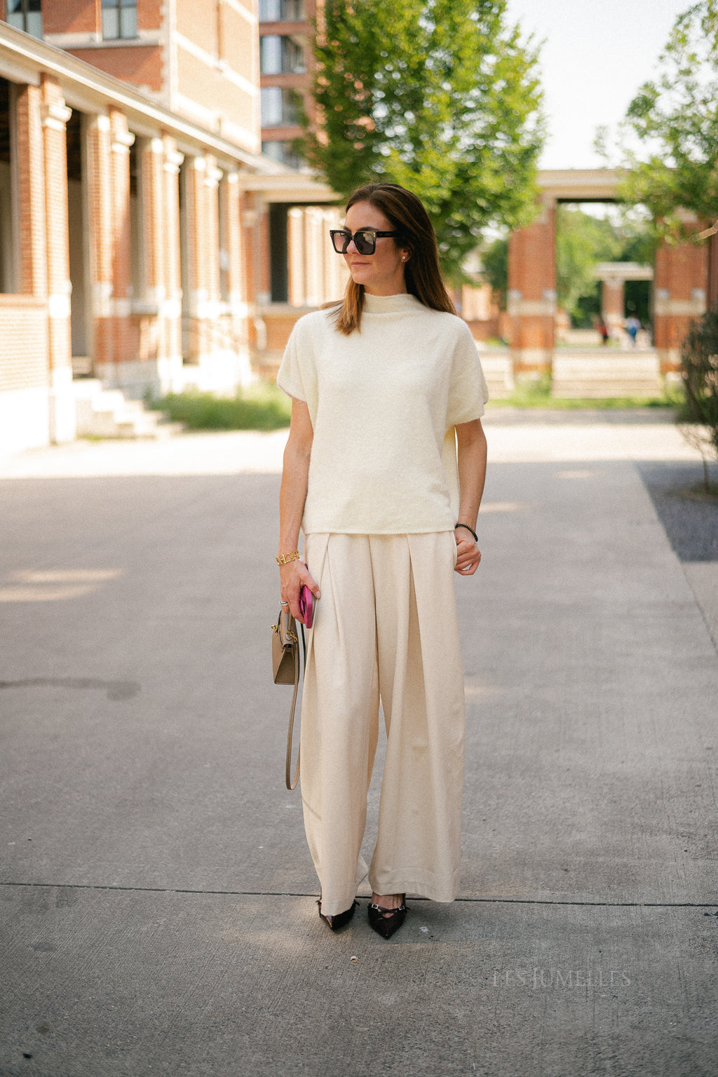 Elora wide-leg pants light beige