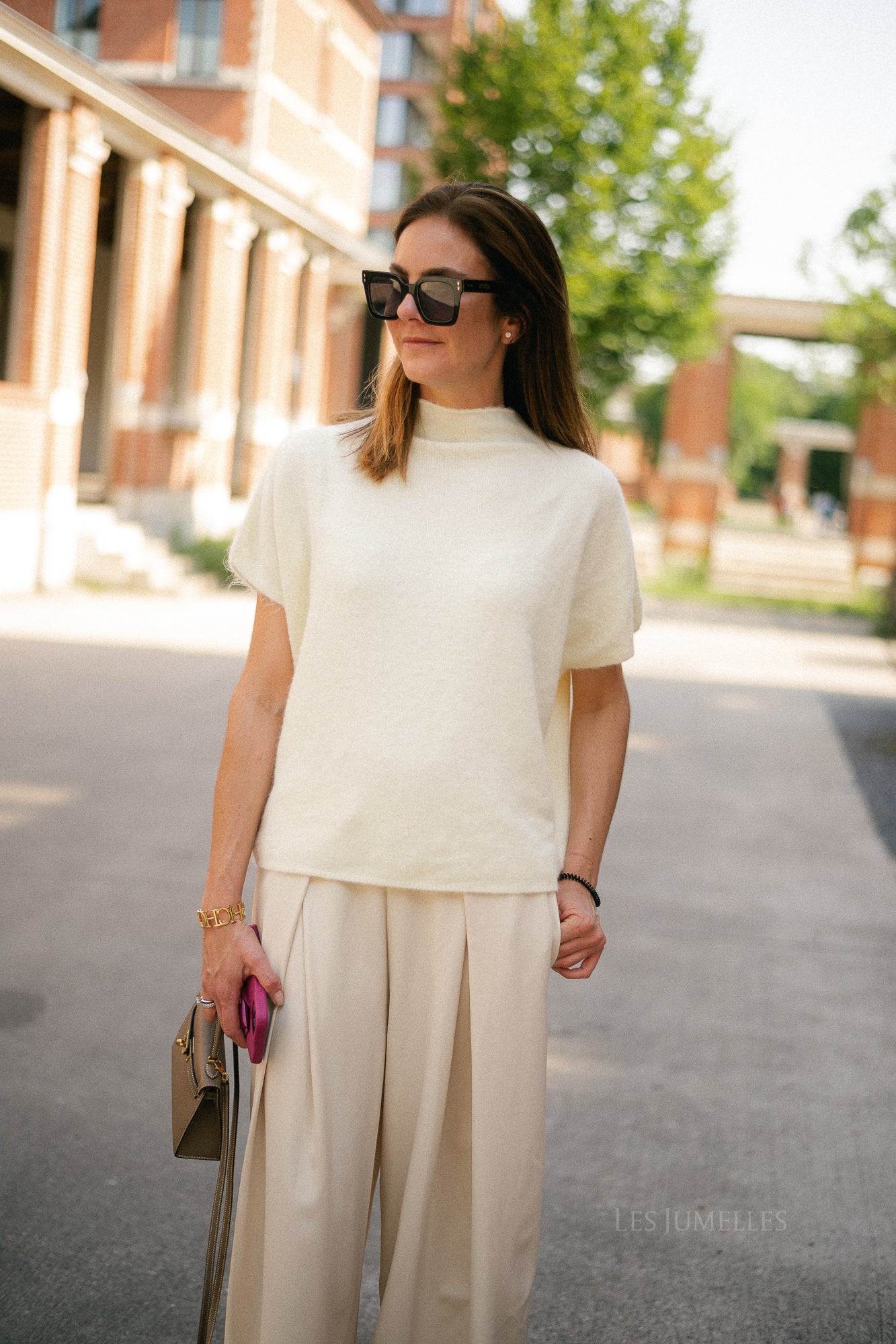 Elora wide-leg pants light beige