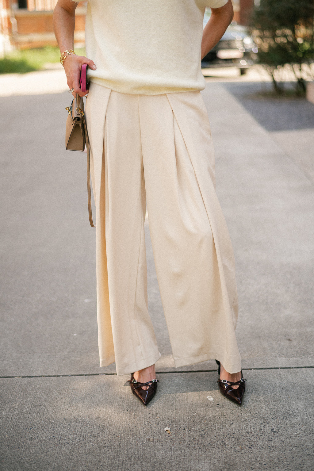 Elora wide-leg pants light beige
