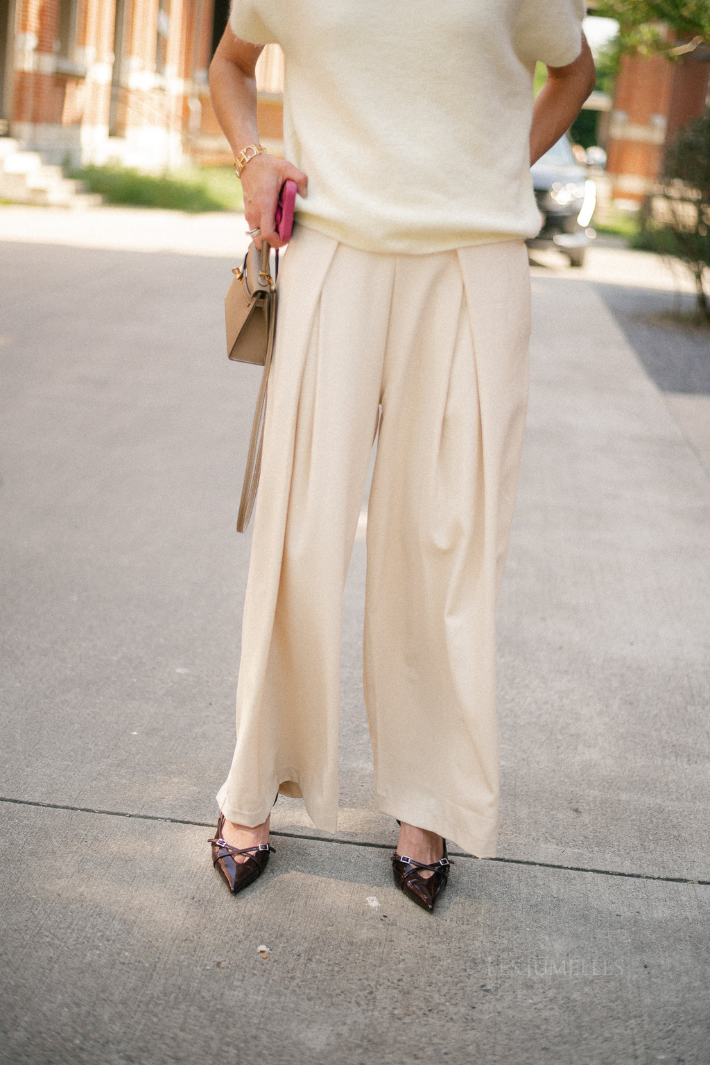 Elora wide-leg pants light beige