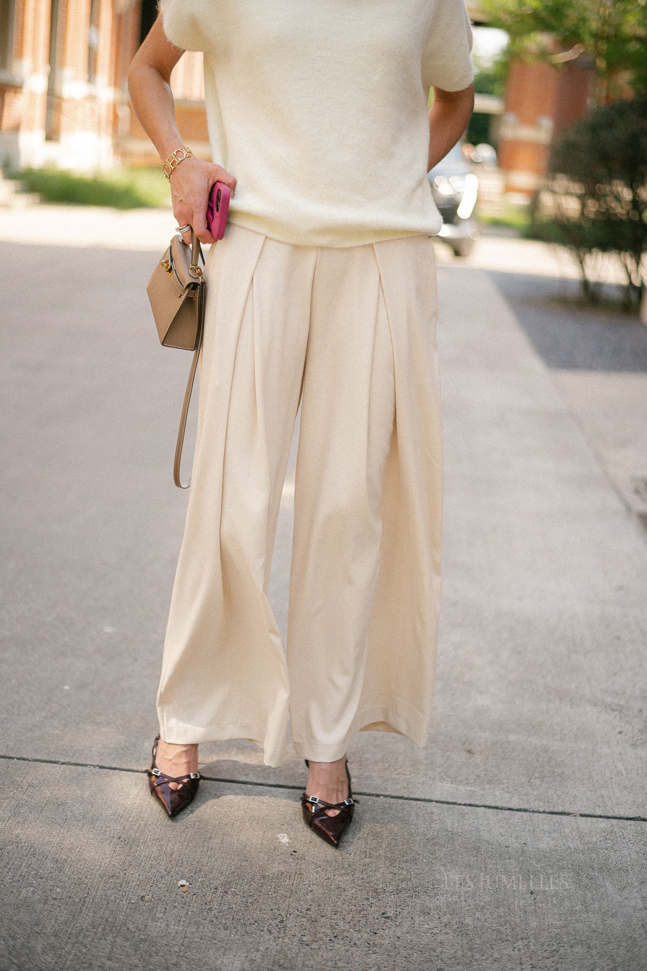 Elora wide-leg pants light beige