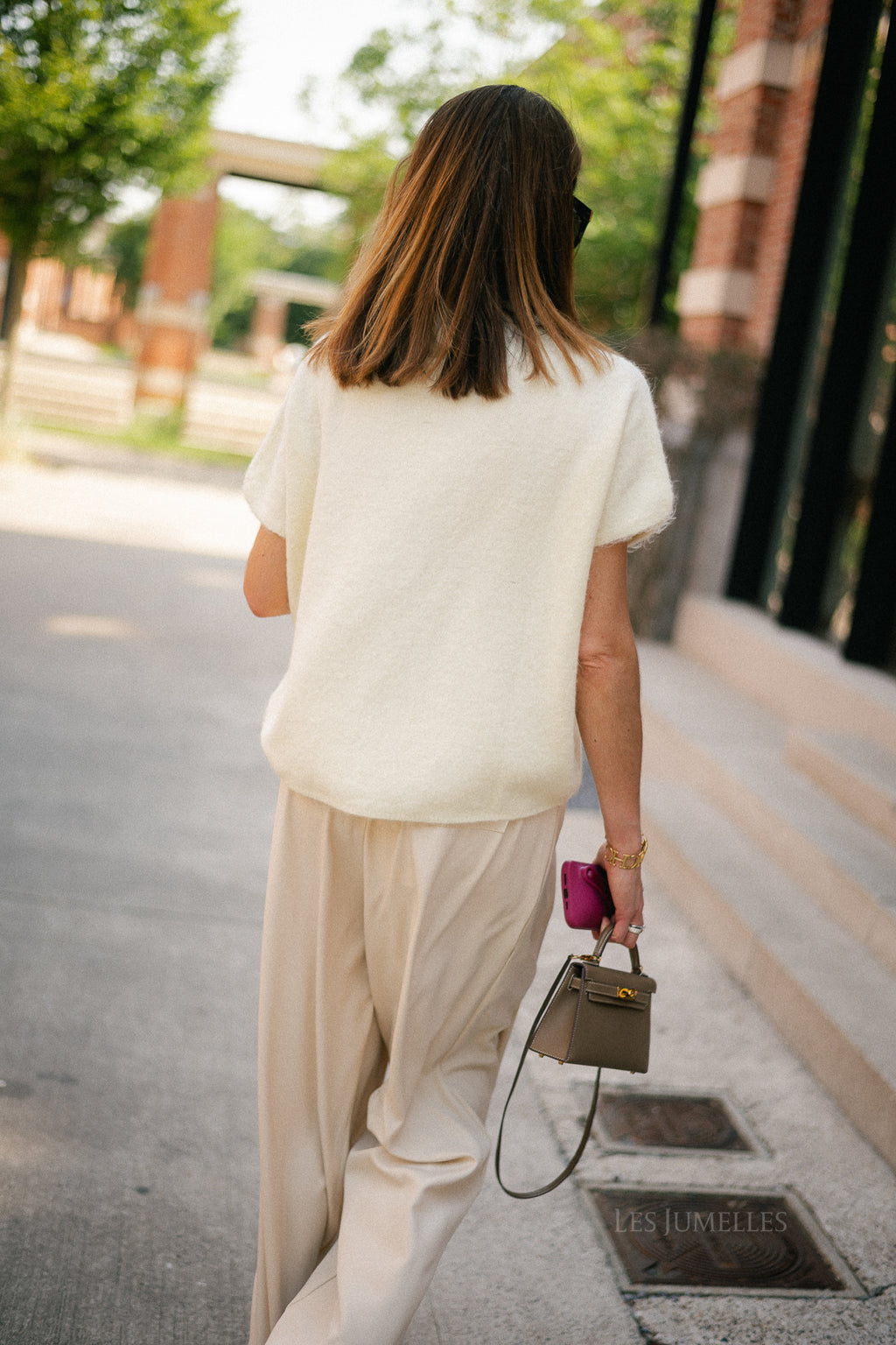 Elora wide-leg pants light beige