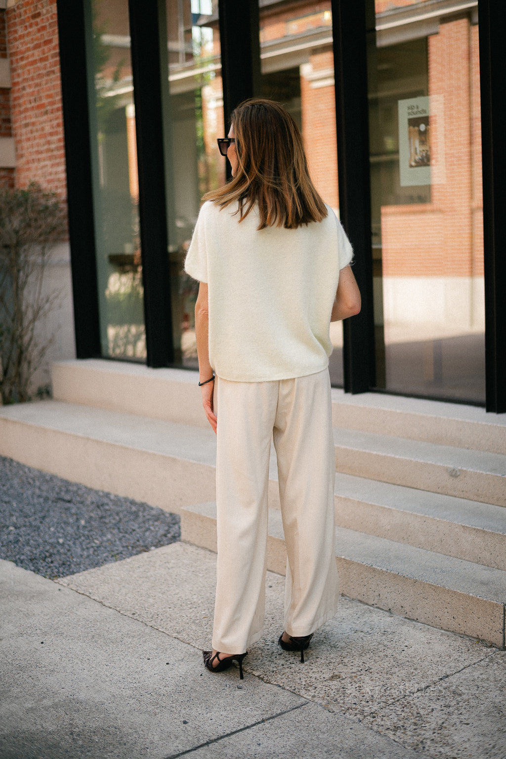 Elora wide-leg pants light beige