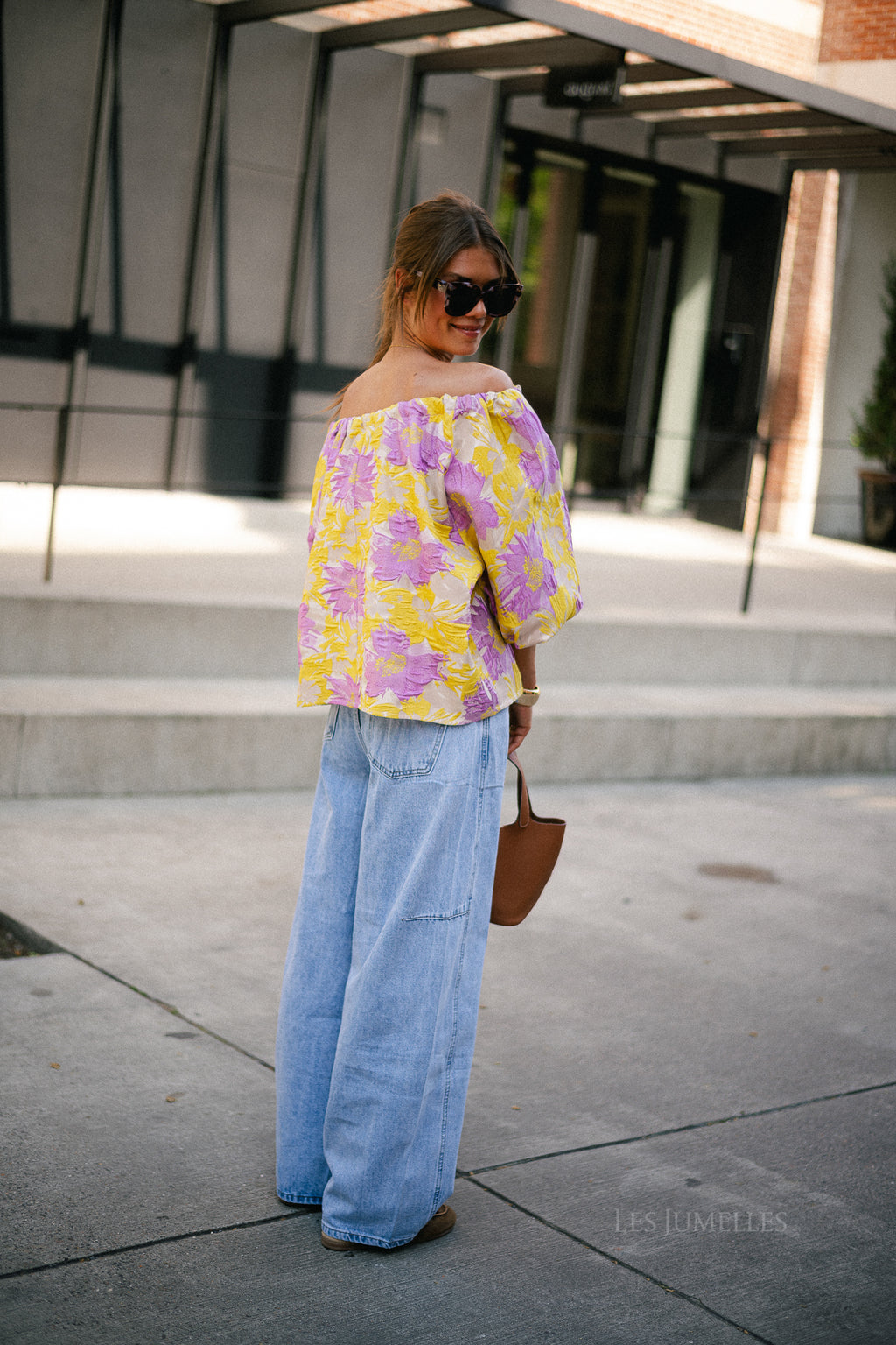 Jamie jacquard blouse yellow/iris orchid