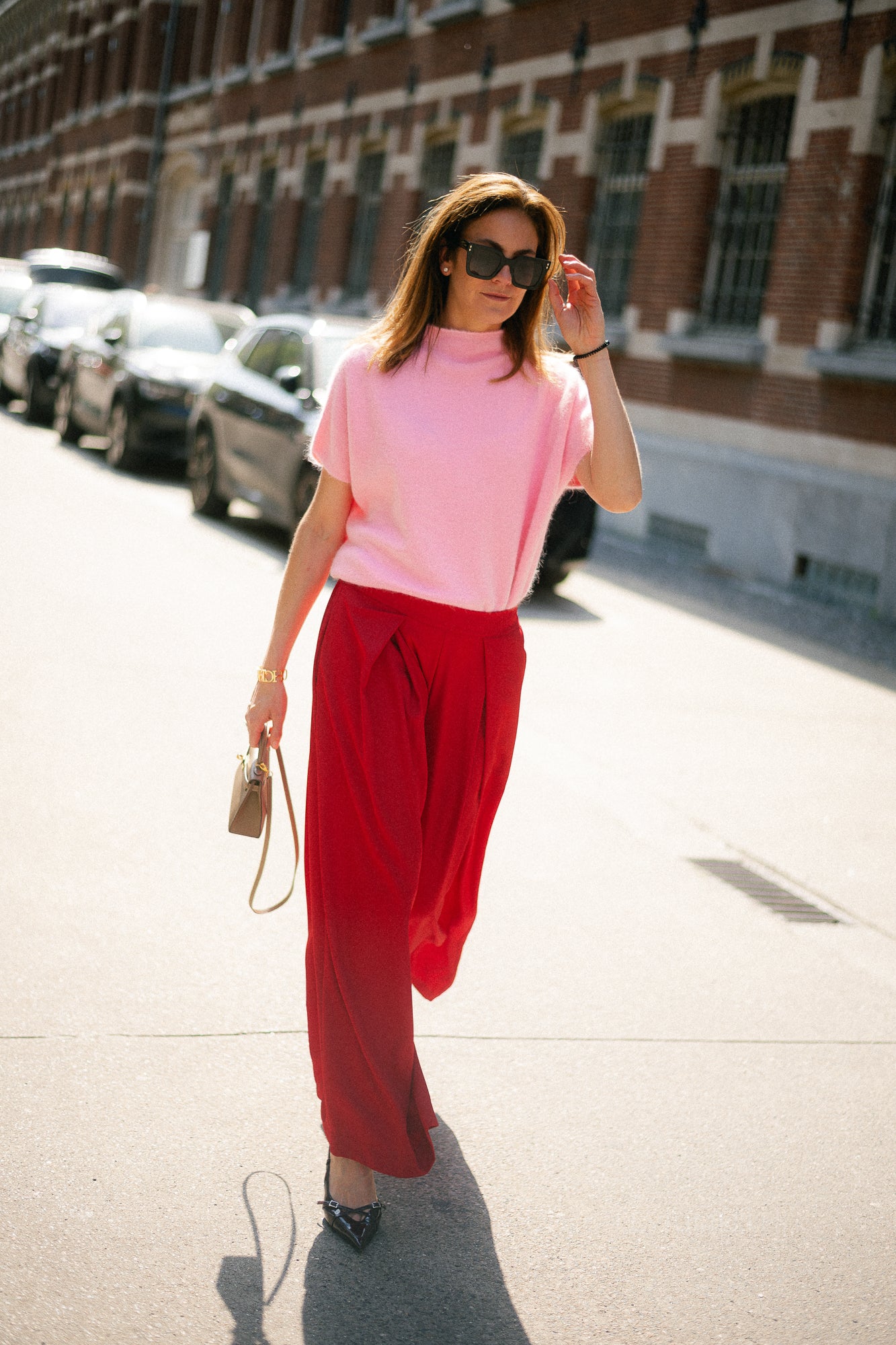 Elora wide-leg pants red