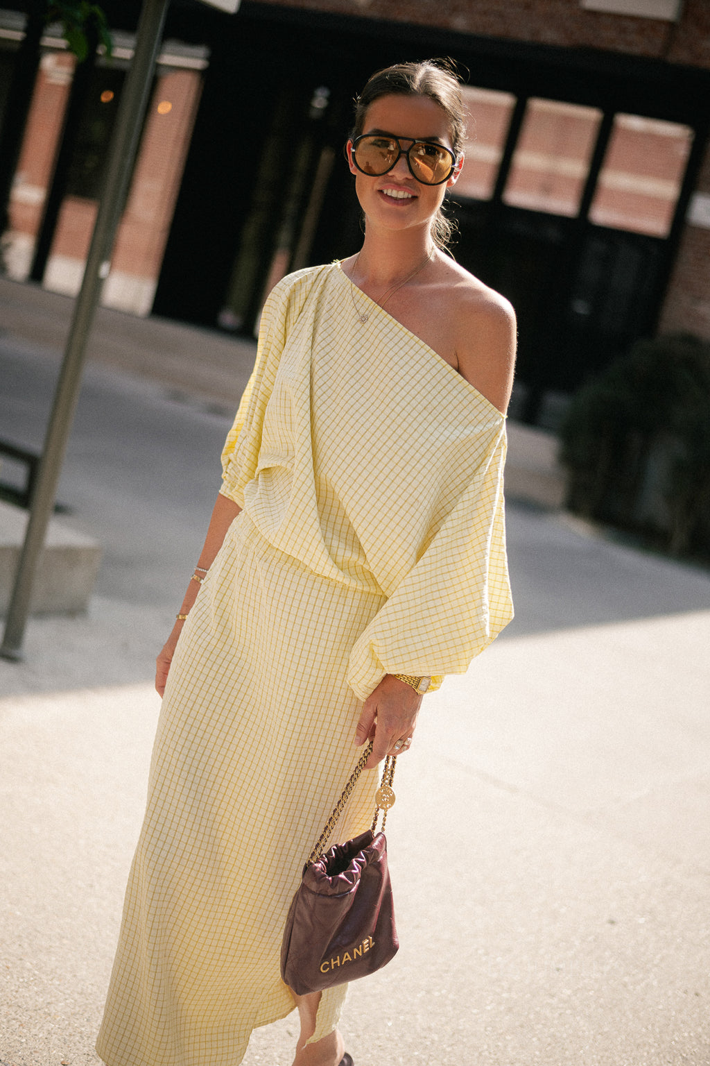 Cosette checkered skirt yellow