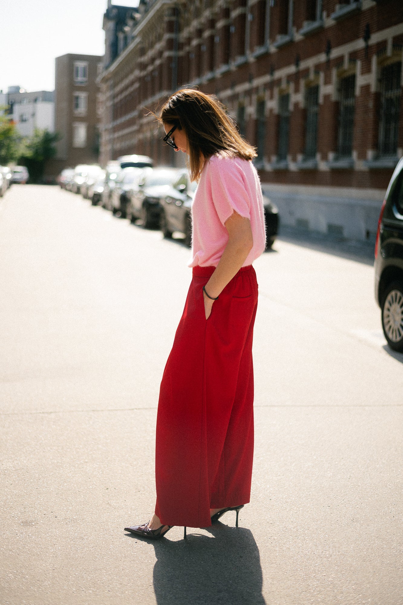 Elora wide-leg pants red