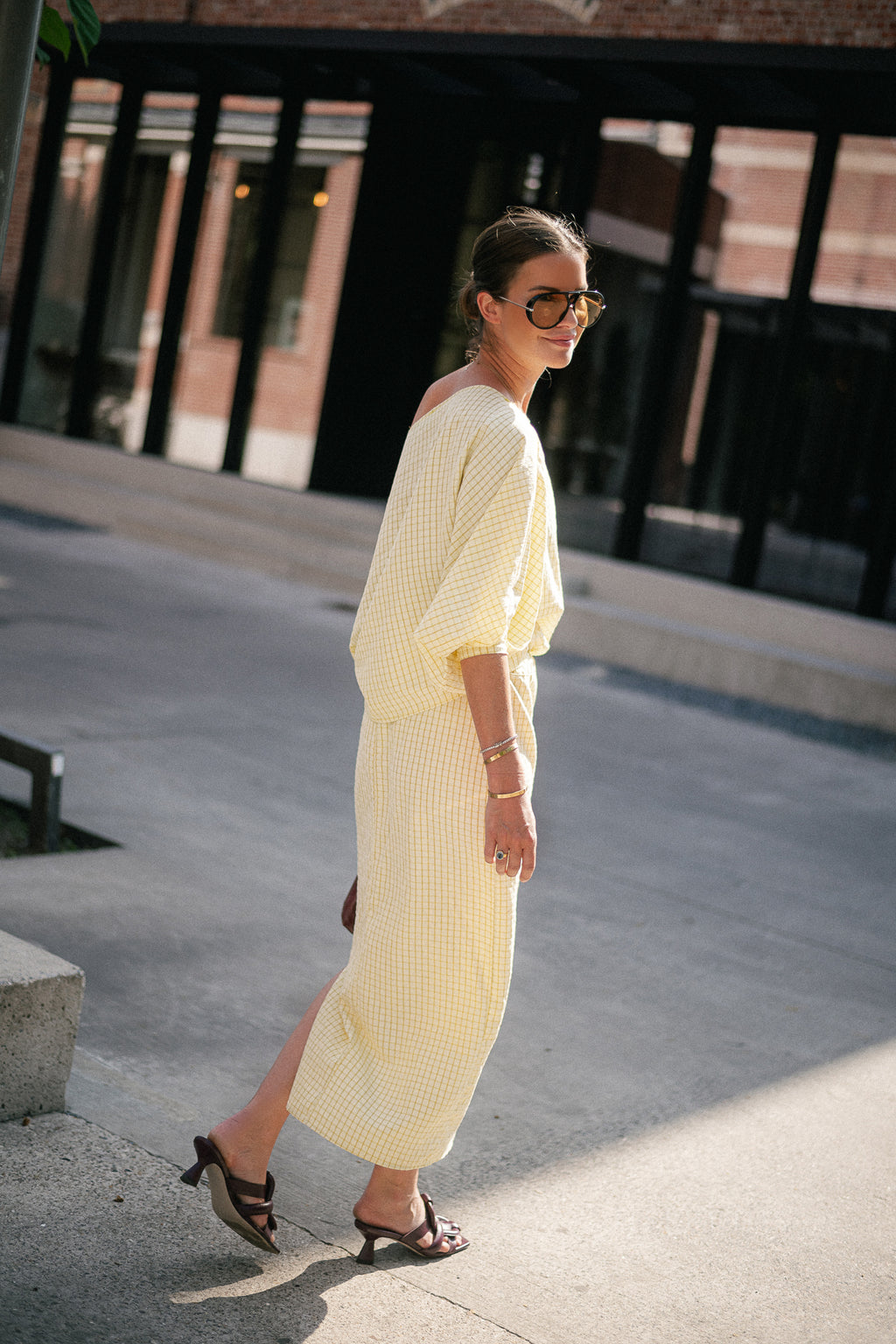 Cosette checkered skirt yellow