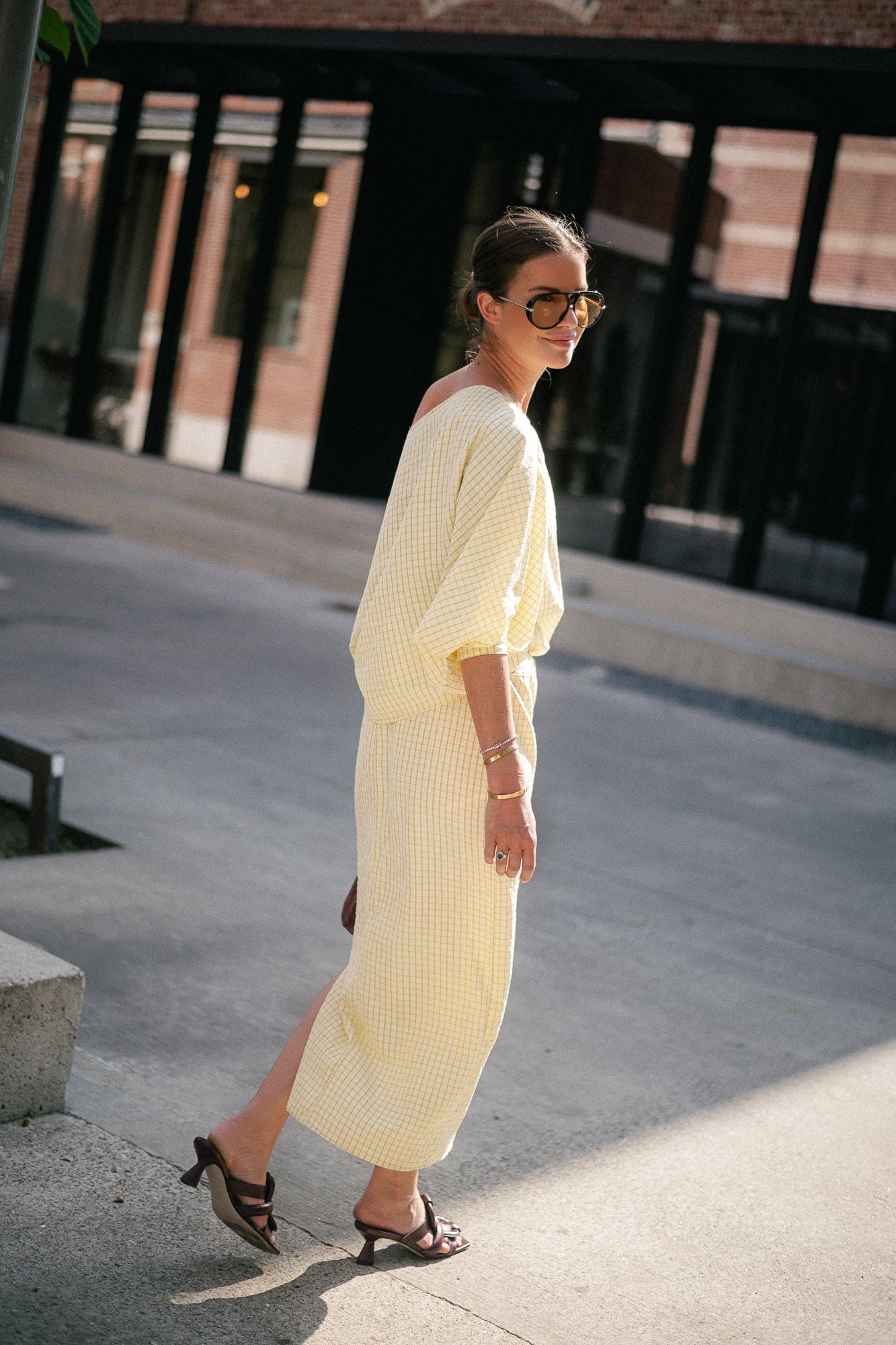 Cosette checkered skirt yellow