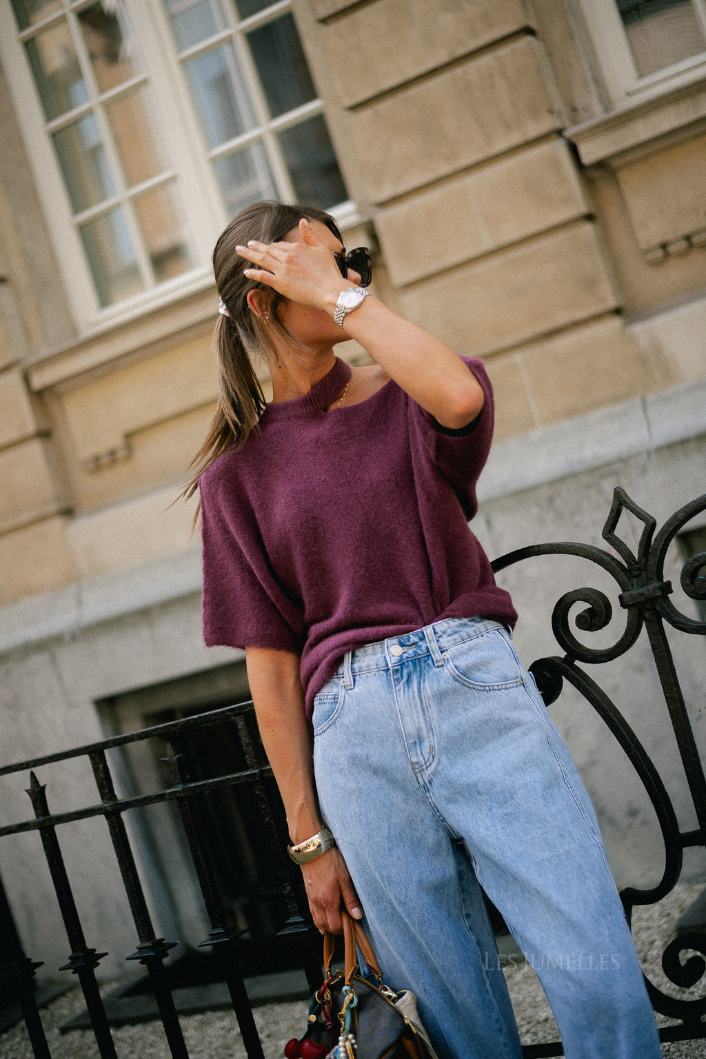 Beatrice open shoulder jumper burgundy