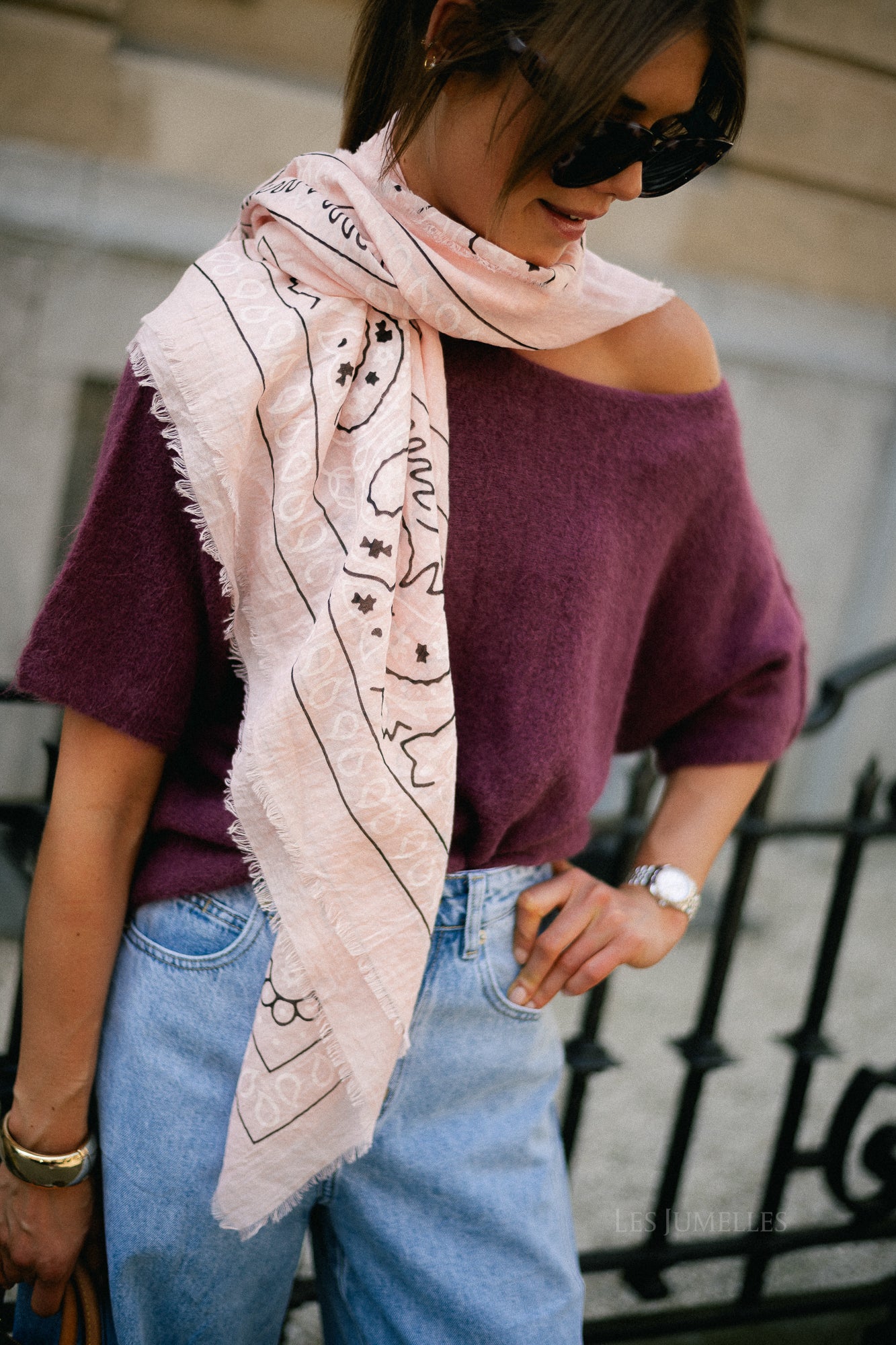 Dania paisley print scarf blush pink