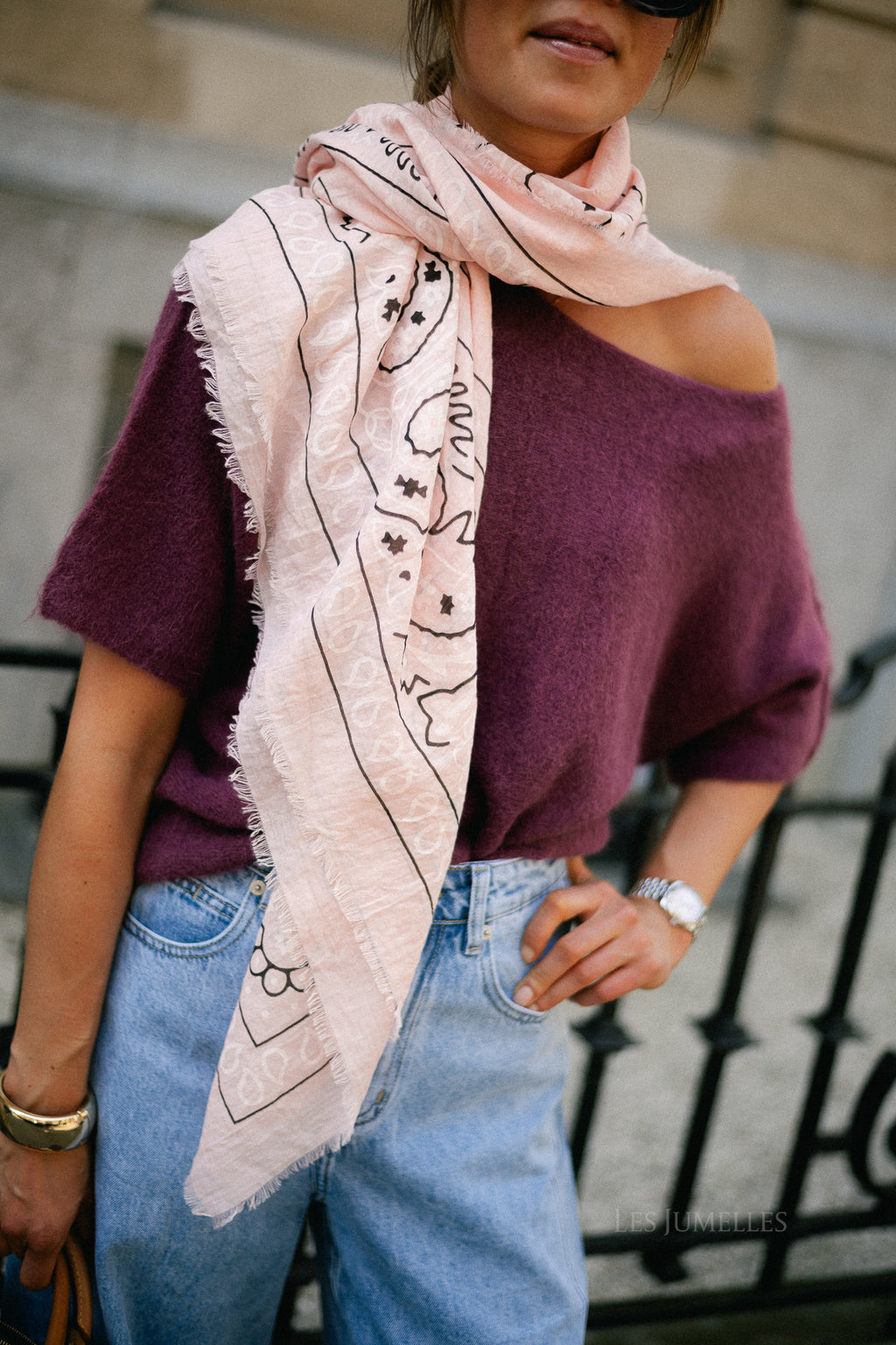 Dania paisley print scarf blush pink