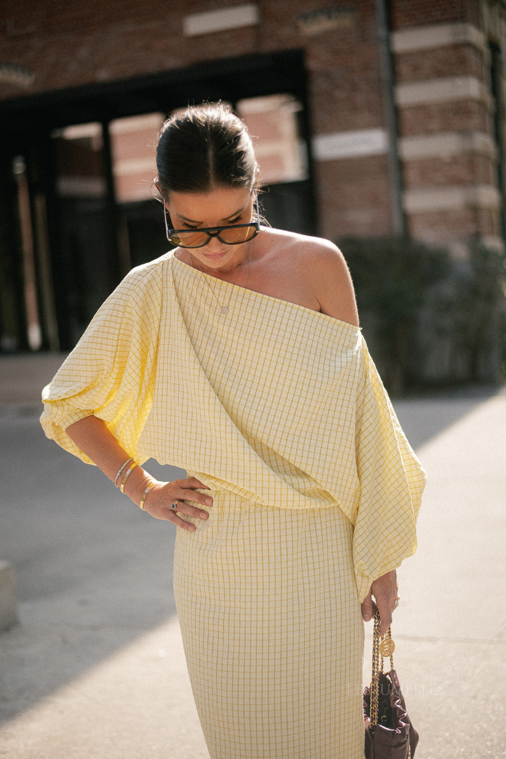 Cosette checkered blouse yellow