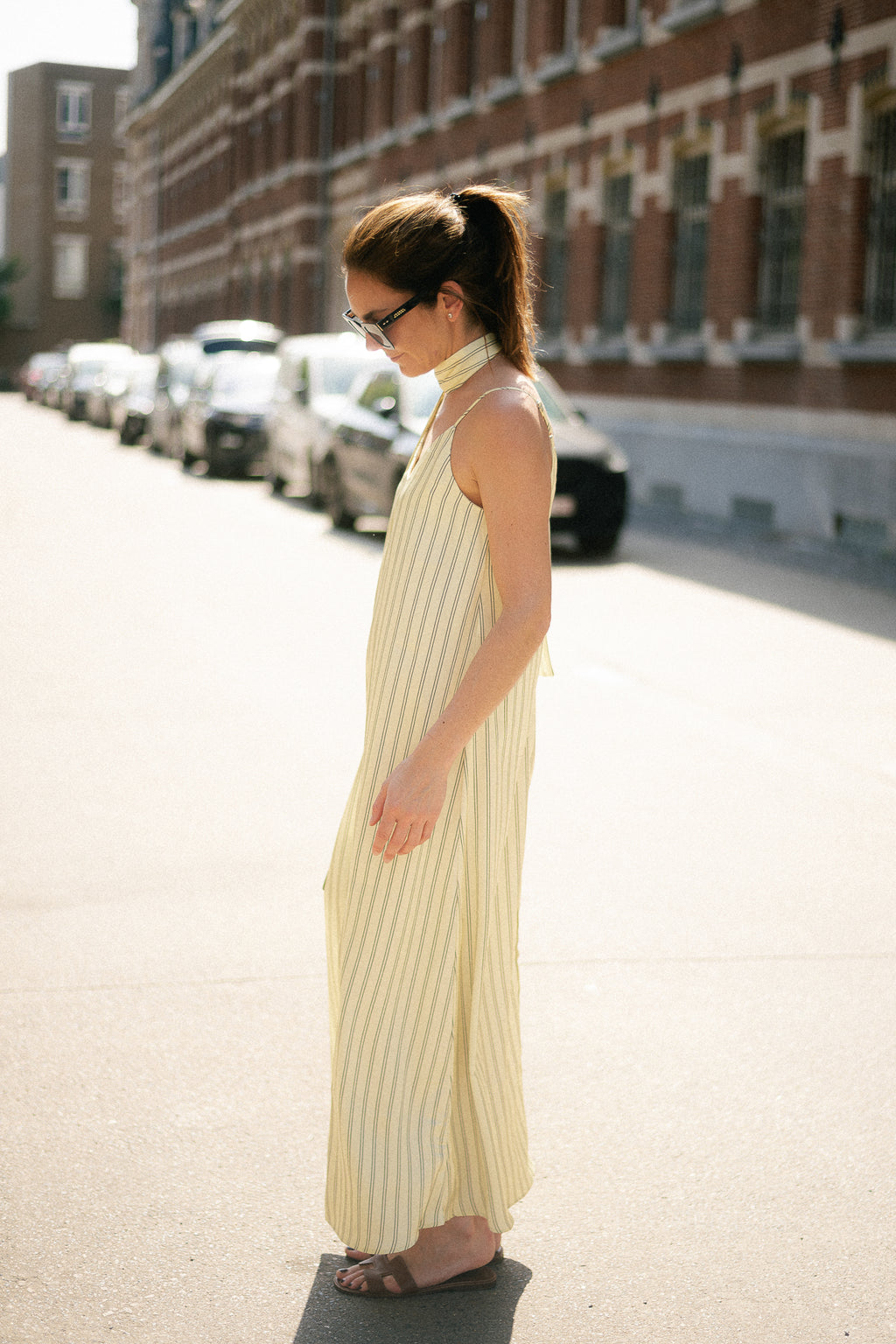 OBJChilli S/L long slip dress tender yellow/seal brown