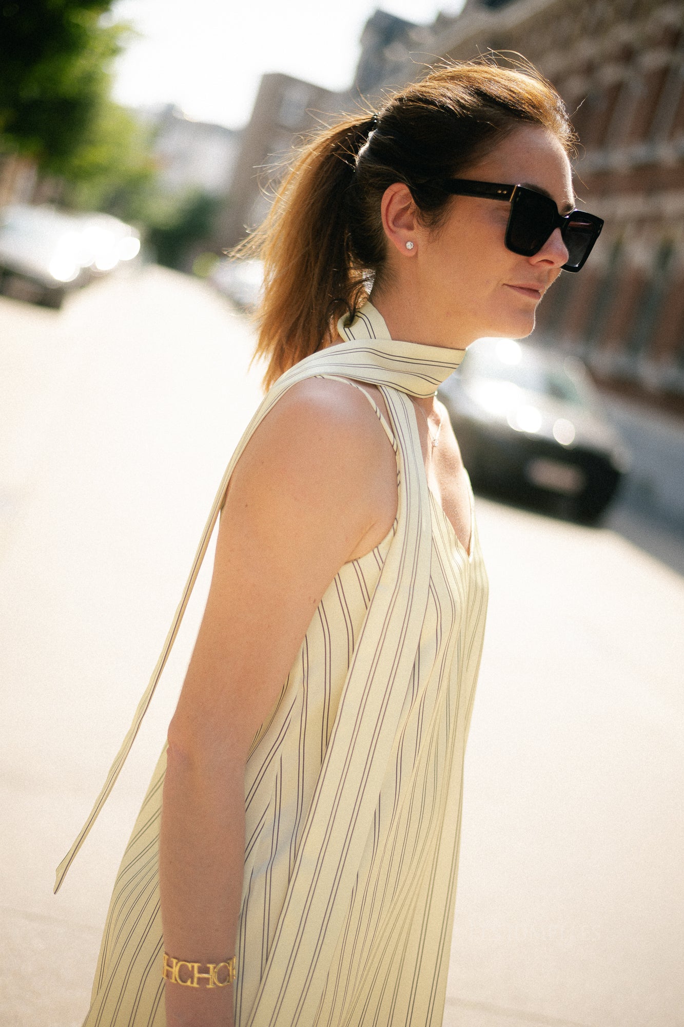 OBJChilli S/L long slip dress tender yellow/seal brown