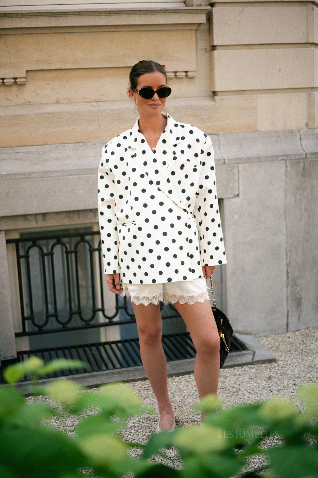 Chloe oversized blazer polka dot offwhite/black