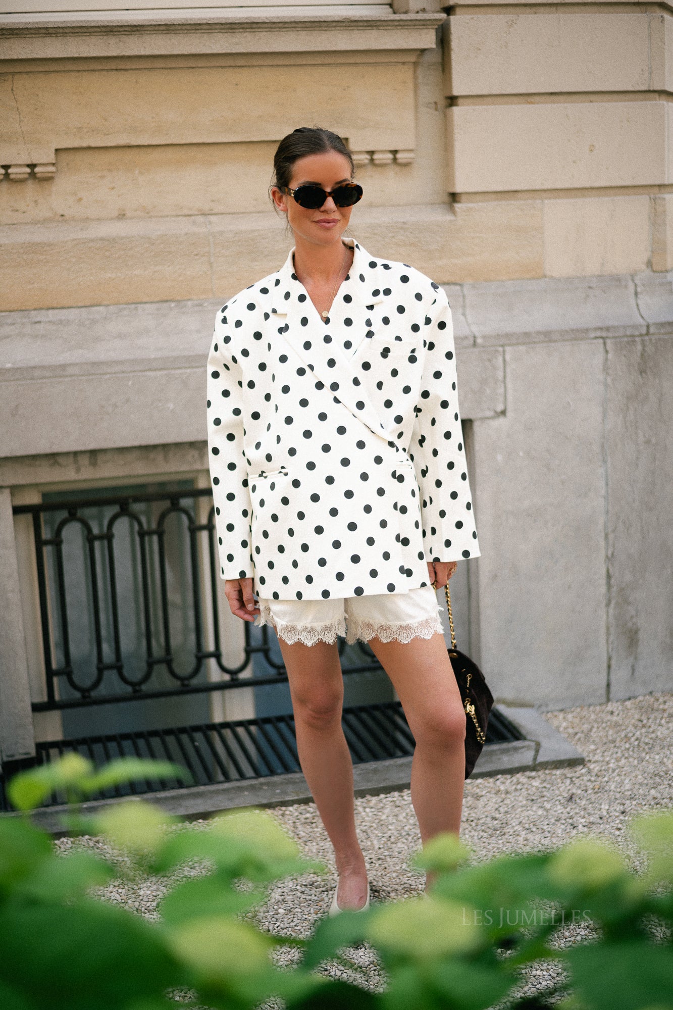 Chloe oversized blazer polka dot offwhite/black
