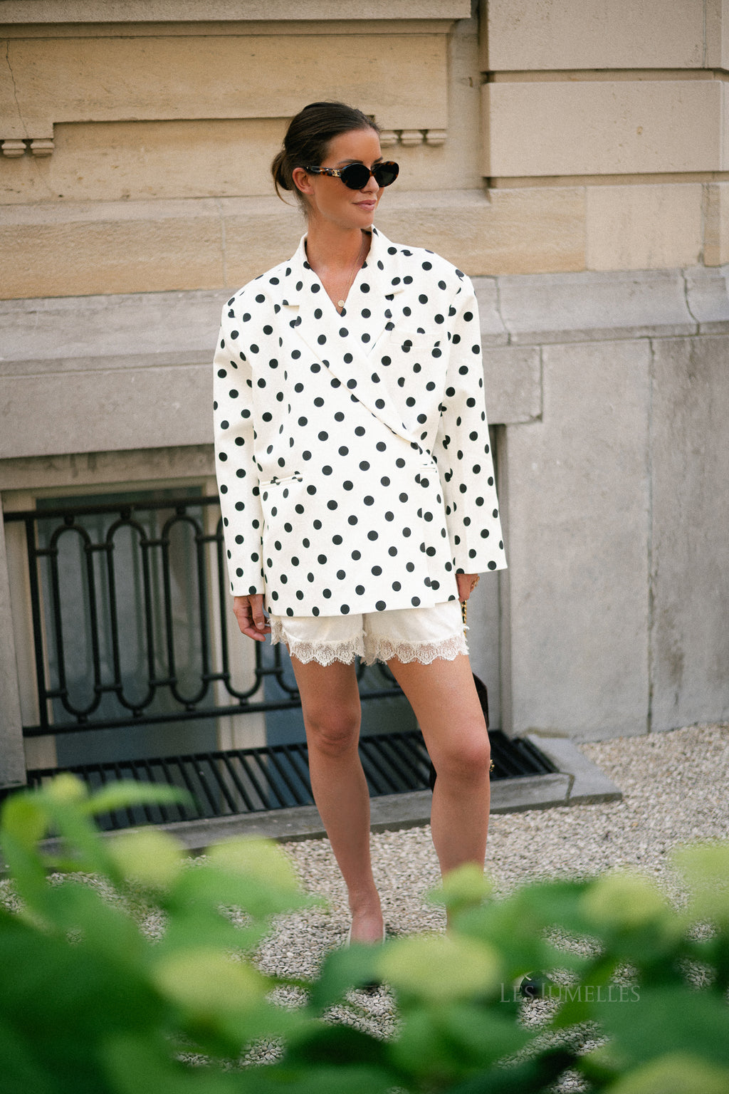 Chloe oversized blazer polka dot offwhite/black