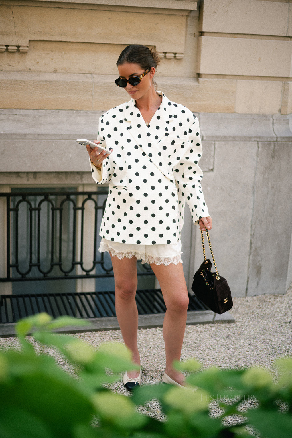 Chloe oversized blazer polka dot offwhite/black