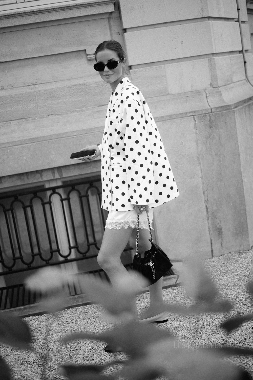 Chloe oversized blazer polka dot offwhite/black