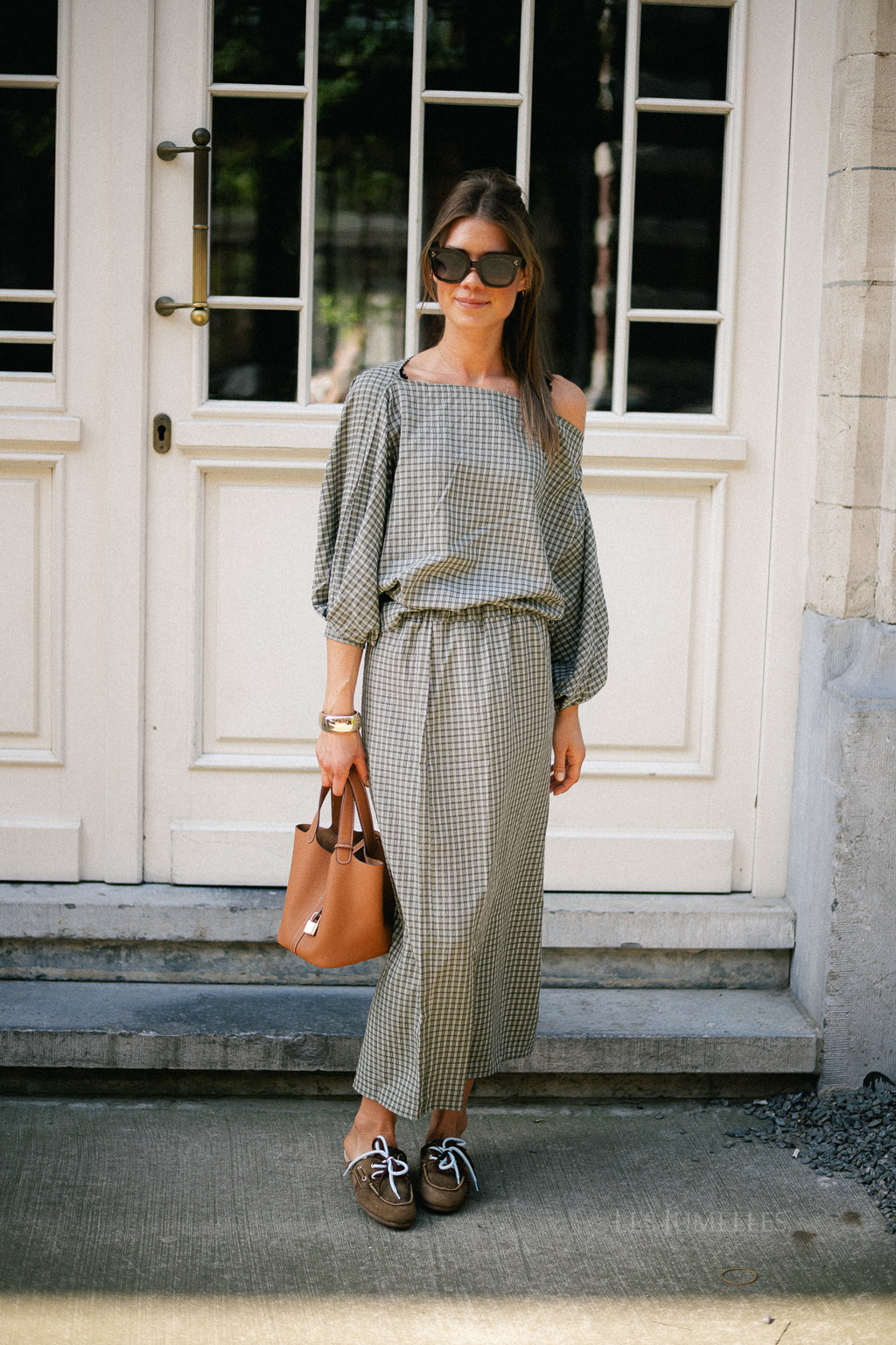 Cosette checkered skirt khaki