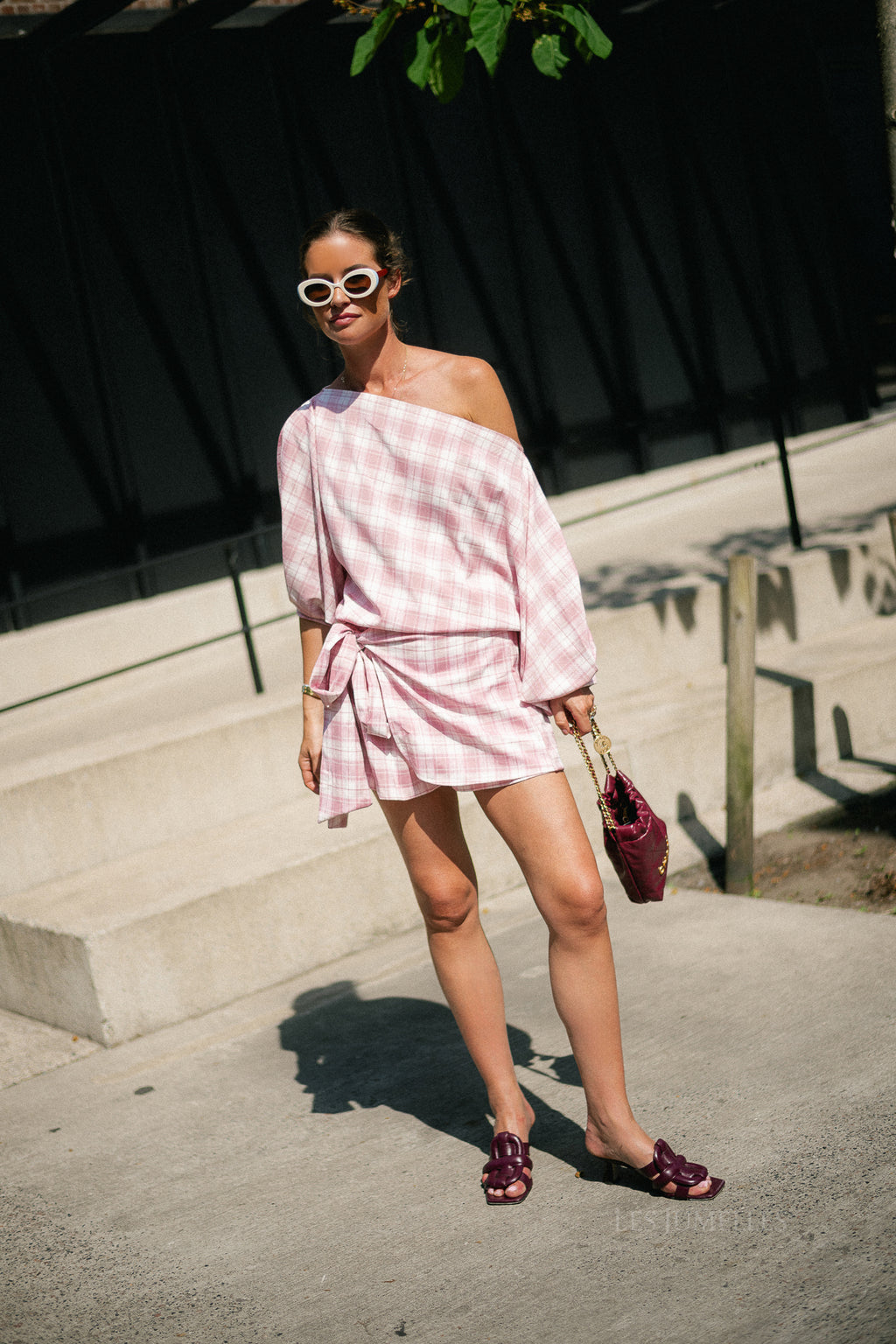 Cosette big checks blouse pink